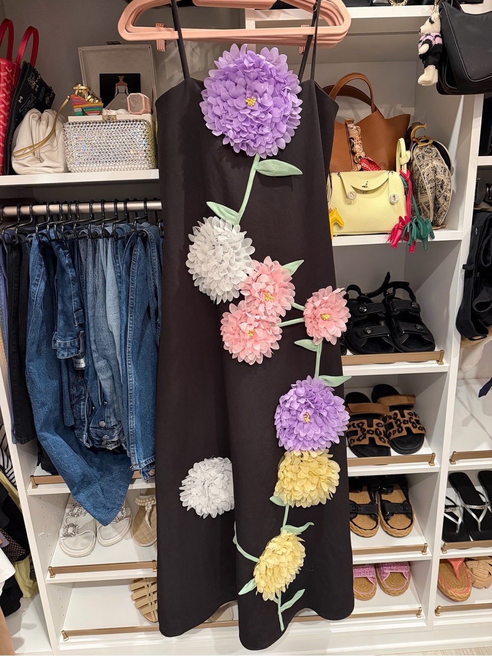 Elliatt buttercup embroidered maxi dress in black; never worn